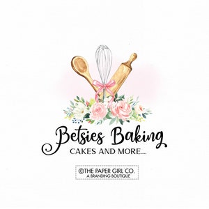 bakery logo baking logo cake logo whisk logo rolling pin logo premade logo home baking logo pre made logo bakers logo