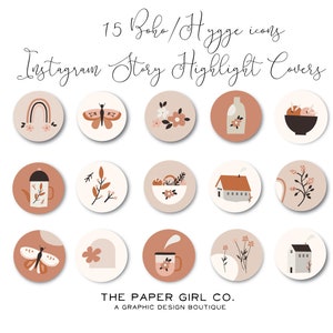 BOHO INSTAGRAM STORY highlight icons, iOS 14 app icons - 15 spring higgle lifestyle covers, iPhone widgets, instagram highlight covers