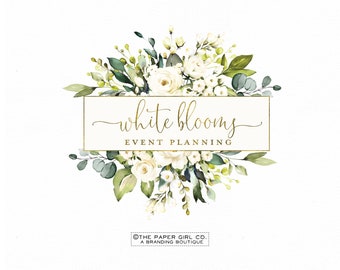 premade logo design, flower logo, floral logo, watercolor logo ,wedding logo, event planner logo, feminine logo, business logo, branding