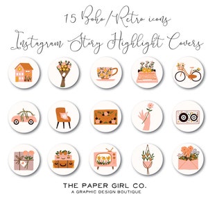BOHO INSTAGRAM STORY highlight icons, iOS 14 app icons - 15 cute retro lifestyle covers, iPhone widgets, instagram highlight covers