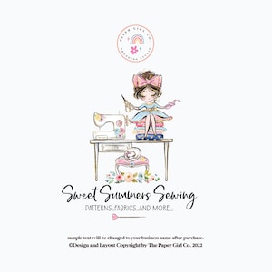 logo de machine à coudre, logo de couture, logo de couturière, logo de bobine de fil, logo d'accessoires de couture, logo prêt à l'emploi, logo pour enfants, logo de boutique pour bébé