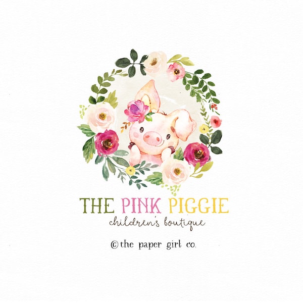 Logo Design, Farm Logo, Pig Logo, Etsy Logo, Branding, Animal Logo, Premade Logo, Branding Kit