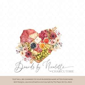 Logotipo de charcutería / Paquete de marca / Logotipo personalizado / Tabla de cortar barbacoa / Regalo de parrilla / Logotipo de hierbas / Tablas de charcutería / Logotipo de catering