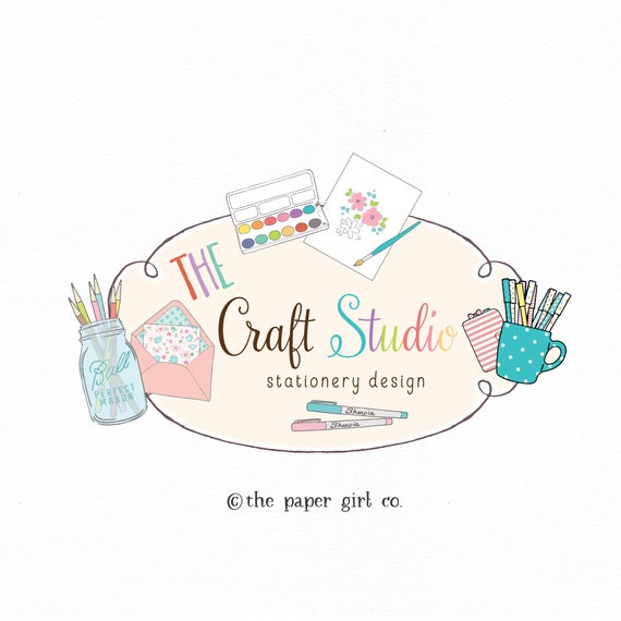 Craft shop logo paper shop logo art teacher logo planner shop | Etsy