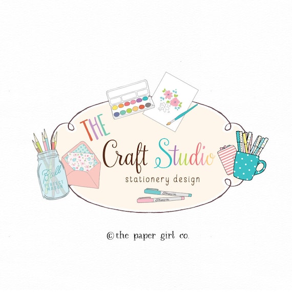 Craft shop logo paper shop logo art teacher logo planner shop | Etsy