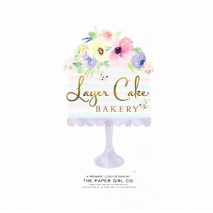 BAKERY LOGO DESIGN, Cake Logo, Cupcake Logo, Baking Logo, Branding Kit, Chef Logo, Flower Logo, Watercolor Logo