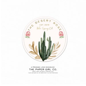 Design logo, logo prefabbricato, logo cactus, logo deserto, logo pennello salvia, logo moderno, kit di branding, pacchetto di branding, logo fotografico