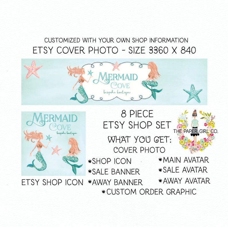 Etsy Shop Banner Set Mermaid Etsy Set Shop Set For Etsy Etsy