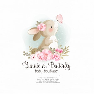 logo coniglietto, logo coniglio, logo bambino, logo per bambini, logo fotografico con logo prefabbricato, logo pianificatore di feste, logo bosco, logo farfalla, logo