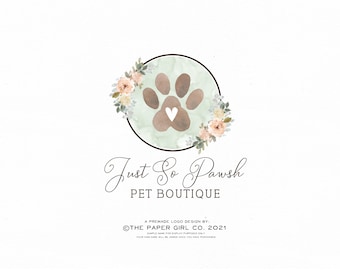 Dog Paw Logo, Dog Logo Design, Dog Training Logo, Pet Logo, Animal Logo, Modern Logo Design, Branding Kit, Photography Logo