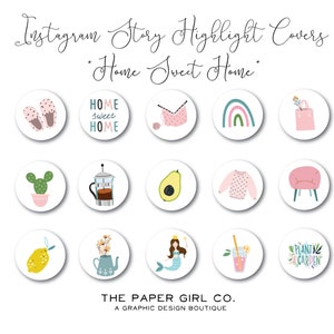 instagram story highlight icons, 15 lifestyle blogger home decor covers, instagram highlight covers, social media icons, blog branding kit
