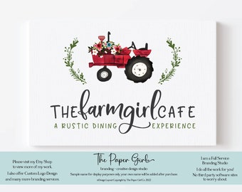 tractor logo, farm logo, barn logo, farmhouse logo, premade logo, rustic logo, boho logo, watercolor logo, floral logo, branding kit, logo