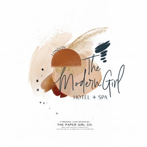 premade logo design, logo branding, warm abstract art, neutral boho logo, geometric logo, mid century modern logo, art deco logo, branding