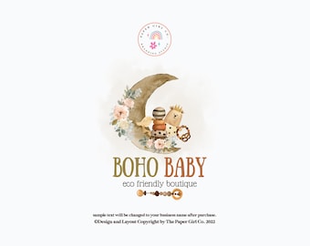 Premade Boho Baby Logo Design, Boutique Branding Package