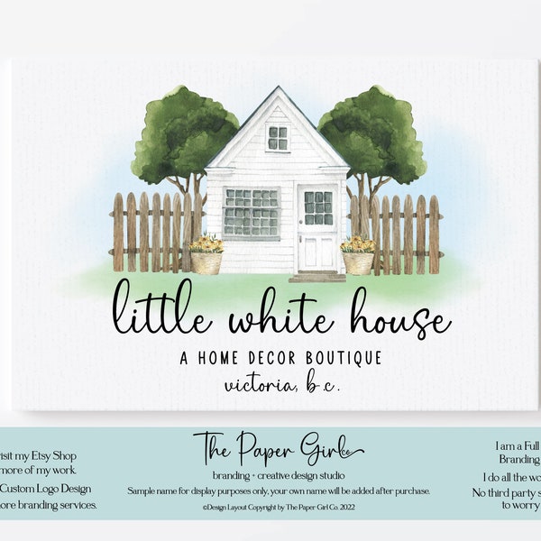 FARMHOUSE LOGO, house logo, cottage logo, home logo, real estate logo, realtor logo, interior design logo, premade logo, logo branding kit