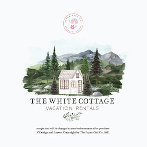 White Cottage Logo, Farmhouse Logo, Premade Logo, House Logo, Realtor Logo, Logo Design, Logo Branding, Branding Kit, Photography Logo