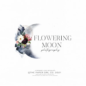 Premade Logo, Logo Design, Moon Logo, Boho Logo, Watercolor Logo, Modern Logo, Photography Logo, Bohemian Logo, Branding Package