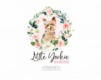 yorkshire terrier logo, premade logo design, dog groomer logo, yorkie logo, dog breeder logo, pet sitter logo, dog walker logo, branding kit