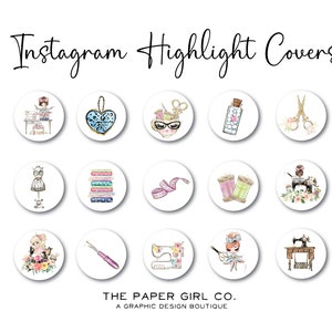 Instagram Story Highlight Icons, iOS 14 App Icons - 15 Cute Sewing Girl Covers, Instagram Highlight Covers, iPhone Widgets
