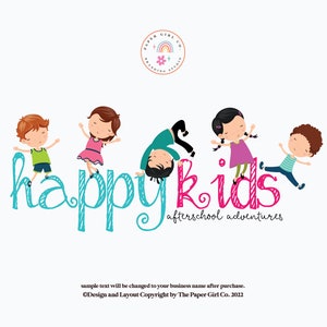 daycare logo, kindergarten logo, preschool logo, school logo, babysitting logo, girl logo, boy logo, children's logo, premade logo