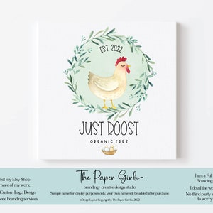 chicken logo, rooster logo, hen logo, farm logo, farmhouse logo, egg logo, premade logo, barn logo, farmers logo, branding kit