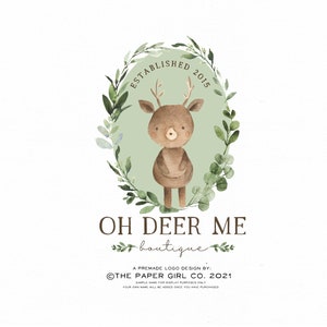 Logo Design, Deer Logo, Animal Logo, Photography Logo, Woodland Logo, Branding Kit, Premade Logo