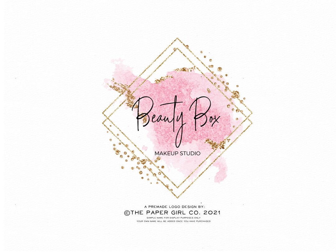 GOLD GLITTER LOGO. Pink and Gold Logo Makeup Logo Lash Logo - Etsy