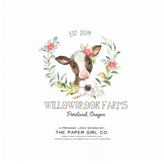 Cow Logo Calf Logo Baby Cow Logo Premade Logo Etsy
