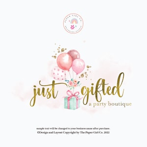 logo del palloncino, logo del pianificatore di feste, logo della confezione regalo, logo preconfezionato, logo del pianificatore di eventi, logo dello stilista della festa, design del logo, kit di branding