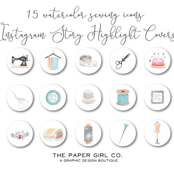 sewing instagram highlight icons, 15 instagram story covers, instagram highlight icons, instagram icons, instagram highlights, templates