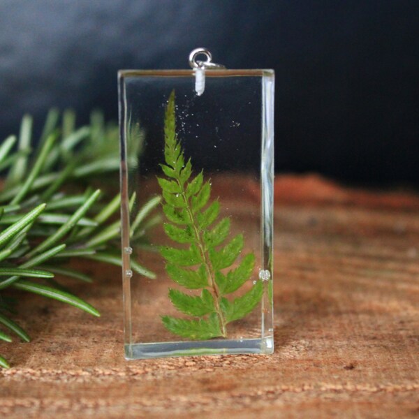 Resin pendant - Dried plant - real plant - nature jewelry - Green pendant - Fern Pendant - Mother’s Day gift