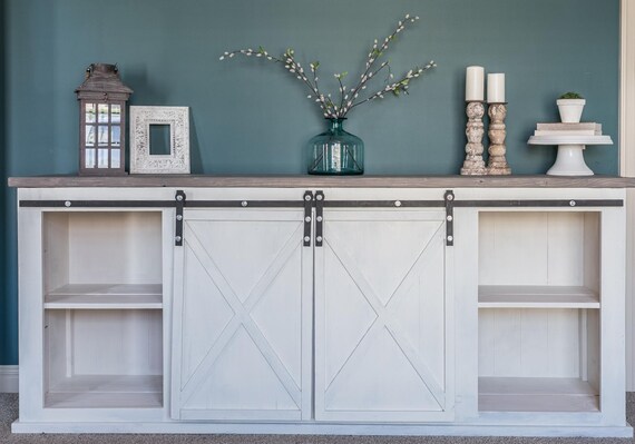 Rustic Sliding Barn Door Console | Etsy