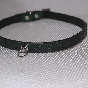 leather choker leather collar day collar o ring collar gothic weave narrow 12mm measured in total length