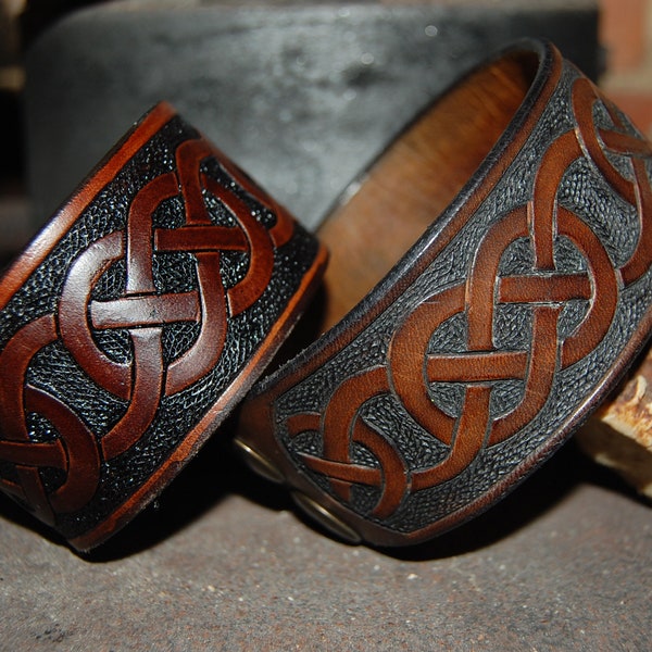 Handmade 100% Leather Celtic Style Wristband leather cuff. bracelet leather cuff leather bracelet