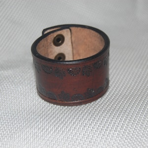 leather bracelet, friendship bracelet, leather cuff. 1.5 inch wide, handmade hand tooled