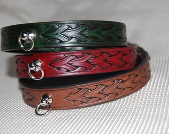 leather choker, choker, weave choker day collar