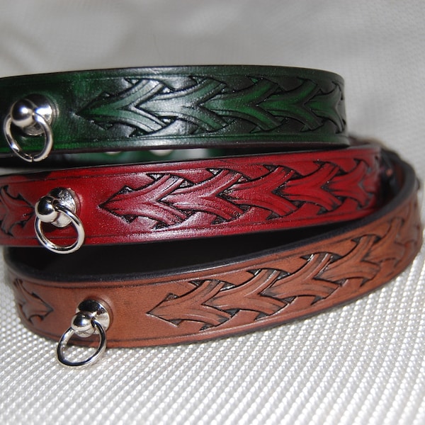 Hand punziert Leder Choker: Geflochtenes Gothic Tages Halsband
