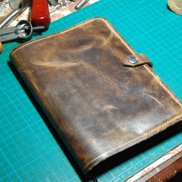 Handmade 100% oiled  Bull Hide Leather A5 Journal Cover -Antique Style Leather Diary Cover