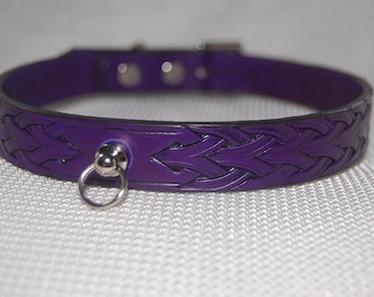 Handmade Leather Choker: Trigothic Weave, Hand-Tooled & Dyed