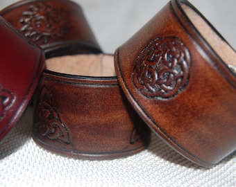 Leather Bracelet.leather cuff.celtic cuff handmade hand crafted.100% real leather