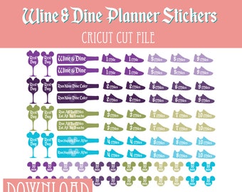 runDisney Wine and Dine Planner Stickers - Template for Cricut