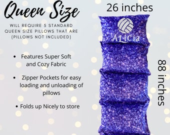 Personalized Purple Hearts Glitter Pillow Bed Case, Floor Lounger,  Gift for Kids