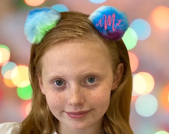 Regenbogen Fuzzy Pelzigen Pom Pom Ohren Stirnband