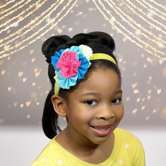 Rainbow Cotton Flower Baby Headband: Soft Elastic Girl's Hair