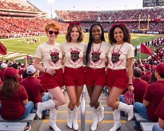 Cardinal White Game Day Tee – Retro College Football Shirt (100% Cotton)