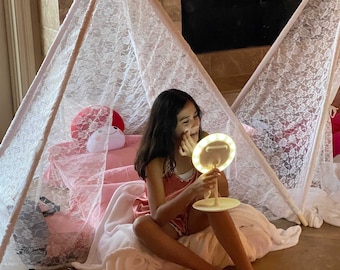 Kids Lace  Teepee Tent, Children's Lace Sleepover Tent