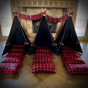 Lumberjack Birthday Sleepover Pack, Holiday Buffalo Plaid Party Supplies