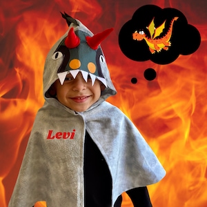 Toddler Dragon Cape Costume: Kids Hooded Dino Cape