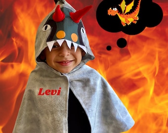 Toddler Dragon Cape Costume: Kids Hooded Dino Cape