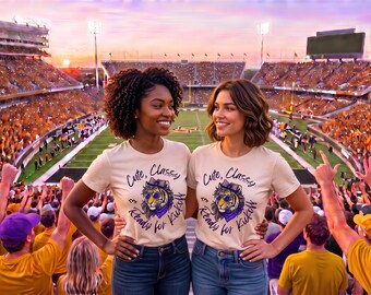 Purple Gold Tiger Game Day Tee | Relaxed Cotton Football Apparel